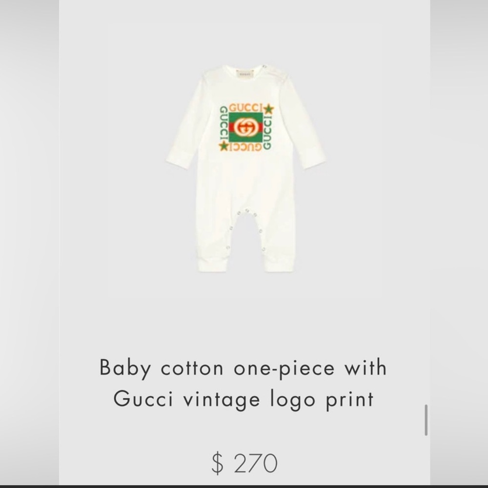 Authentic Baby cotton one piece Gucci vantage logo very good condition